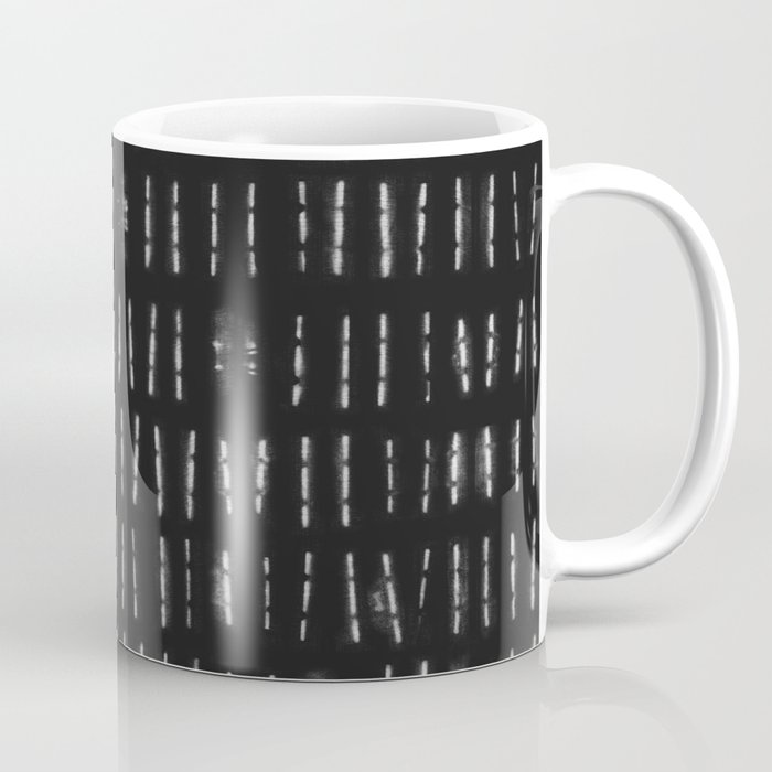 White vertical stripes over black background Coffee Mug