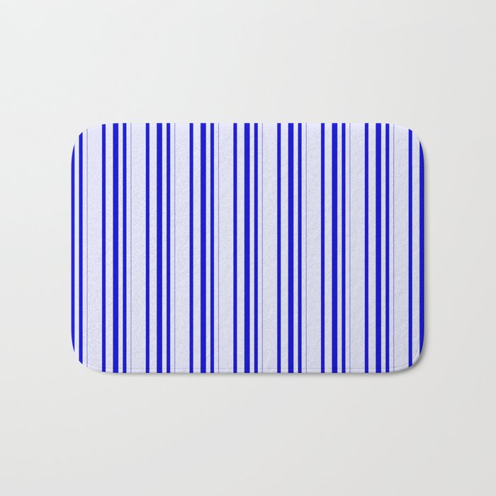 Lavender & Blue Colored Pattern of Stripes Bath Mat