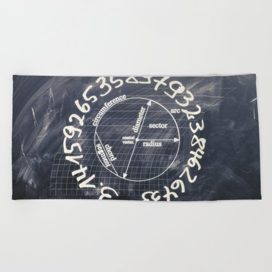 pi-black and white Beach Towel