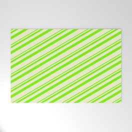 [ Thumbnail: Green and Light Yellow Colored Lined/Striped Pattern Welcome Mat ]