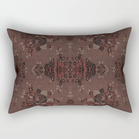 Abstract brown flowers with gold Rectangular Pillow
