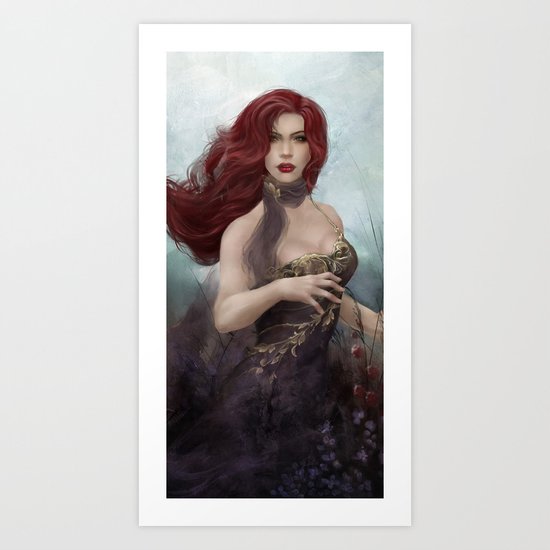 Gone - Portrait of a beautiful redhead girl Art Print