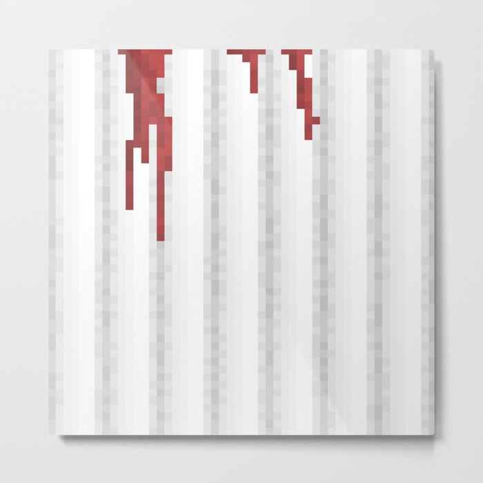Pixel Blood Shower Curtain Metal Print