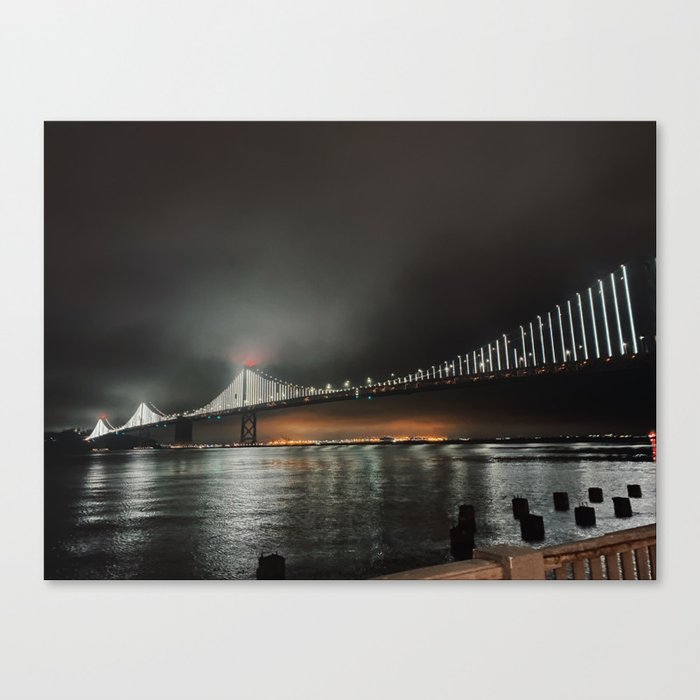 San Francisco Bay Bridge at Night Canvas Print