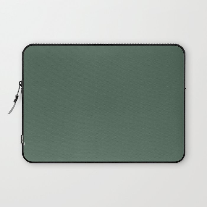 Dark Green Solid Color Pantone Myrtle 18-6114 TCX Shades of Green Hues Laptop Sleeve