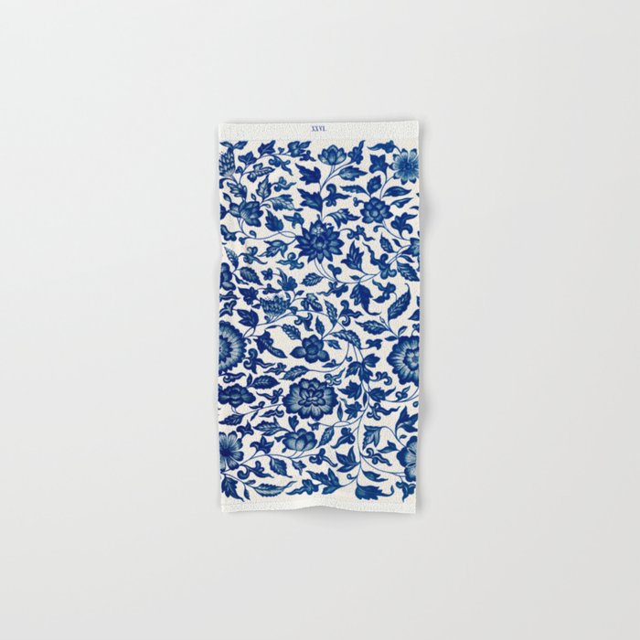Blue Flower Pattern Hand & Bath Towel