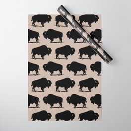 Buffalo Bison Pattern 265 Beige and Black Wrapping Paper