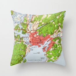 Vintage Map of Gloucester Massachusetts (1949) Throw Pillow
