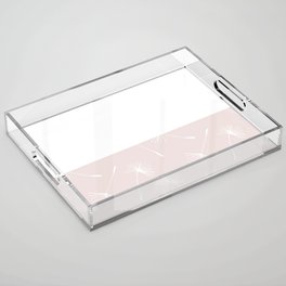 White Dandelion Lace Horizontal Split on Pastel Pale Pink Acrylic Tray