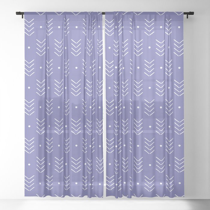 Arrow Lines Geometric Pattern 17 in violet purple Sheer Curtain