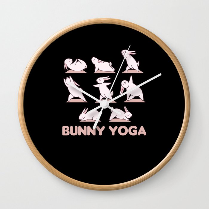 Bunny Yoga Cute Bunnies Do Sport Wall Clock