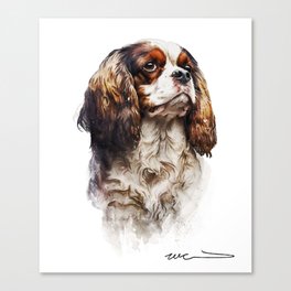 Blenheim Cavalier King Charles Spaniel Watercolor Painting Portrait - Beautiful and Unique Gift for Dog Lovers Canvas Print