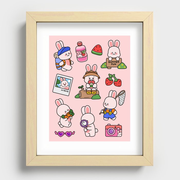Bunny Summer Adventure Recessed Framed Print