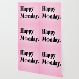 Happy Monday Upside down Smiley Face Pink Wallpaper