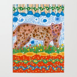 Leopard in the grass Poster