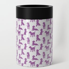 Sparkly Pink Poodles on White Can Cooler
