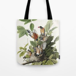 American Robin from Birds of America (1827) by John James Audubon etched by William Home Lizars Tote Bag