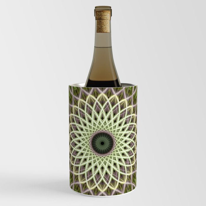 Green and yellow colored mandala Wine Chiller