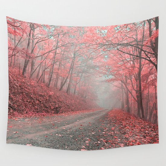 Pink Wall Tapestry misty forest road - tickle me pink wall tapestrynicolas Pink Wall Tapestry misty forest road - tickle me pink wall tapestrynicolas
