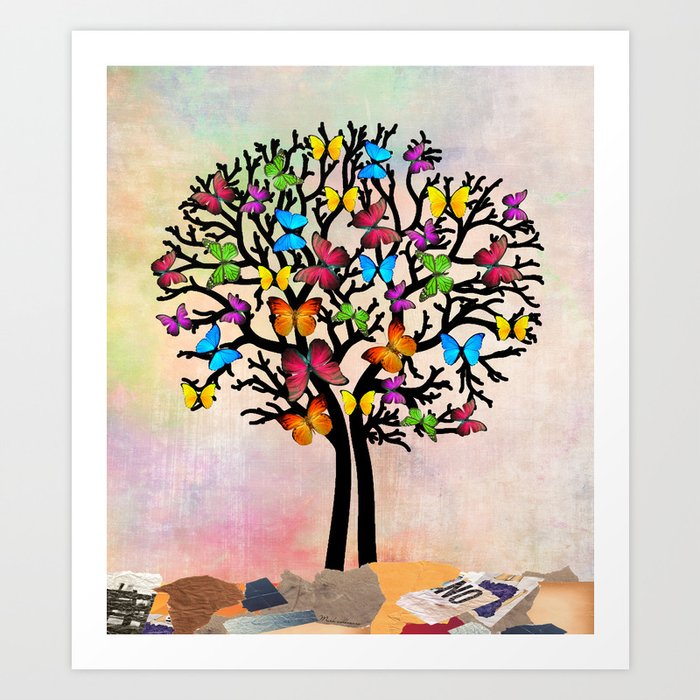Butterfly tree  Art Print