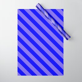 [ Thumbnail: Blue & Medium Slate Blue Colored Lined/Striped Pattern Wrapping Paper ]