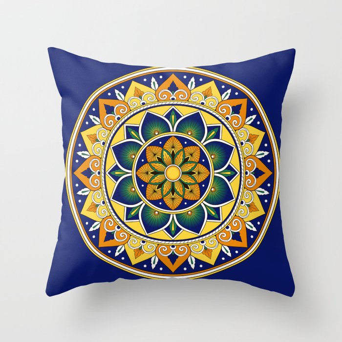 Italian Tile Pattern – Peacock motifs majolica from Deruta Throw Pillow