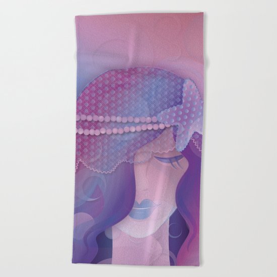 Mermaid IV - Pink Violet Princess Beach Towel