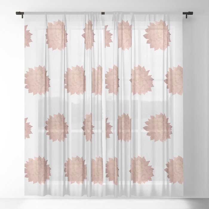 Succulent-RoseGoldOverlay Sheer Curtain