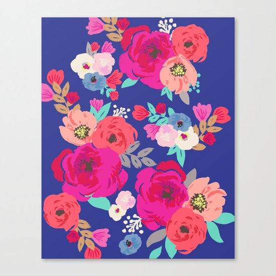 Sweet Pea Floral Blue Canvas Print
