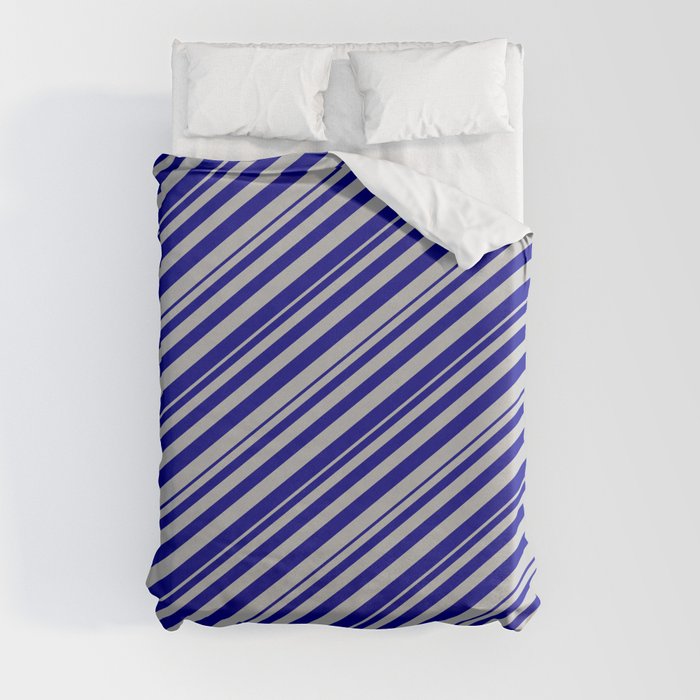 Dark Blue and Grey Colored Lines Pattern Duvet Cover