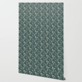 1800's Arsenic Green Floral Pattern Wallpaper