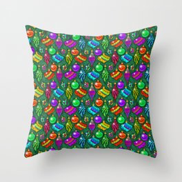Tie Dye Holiday Ornaments Throw Pillow