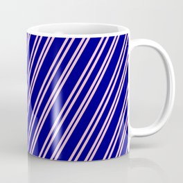 [ Thumbnail: Pink & Blue Colored Pattern of Stripes Coffee Mug ]