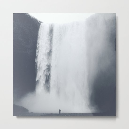 Dark & Eerie Waterfall in Nature Metal Print