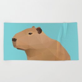 Capybara Polygon Art Beach Towel