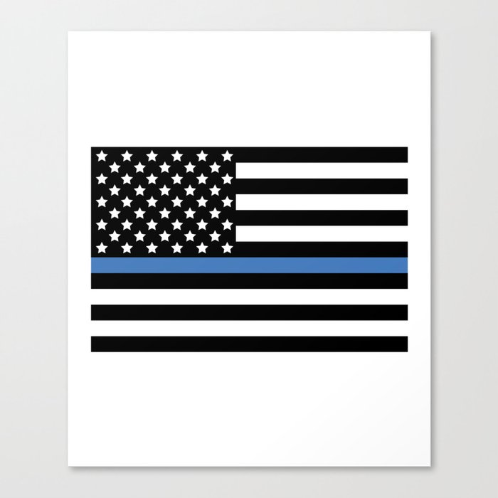 Blue Thin Flag Police Law Enforcement Flag Canvas Print
