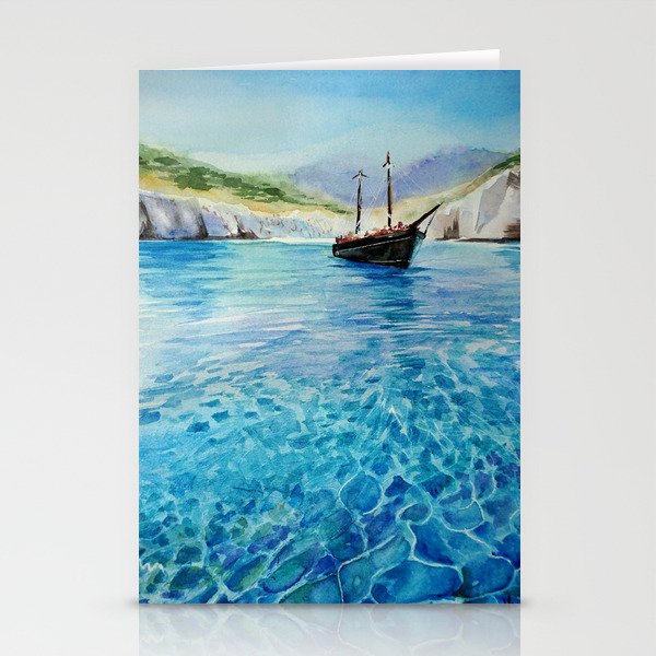 Shinning Ocean - Watercolor Landscape Art Stationery Cards