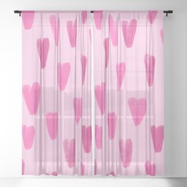 Pink Be My Valentine Hearts  Sheer Curtain