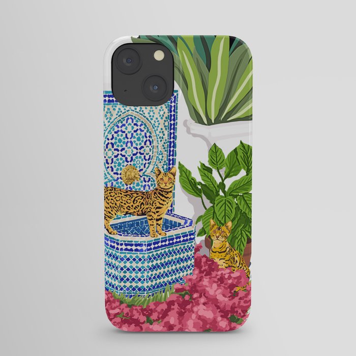 Royal Bengal Cats | Palace Pets & Architecture Building | Exotic Travel Urban Jungle Terrazzo Tiles iPhone Case