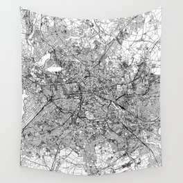 Berlin White Map Wall Tapestry