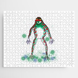Space green spotted  frog Jigsaw Puzzle