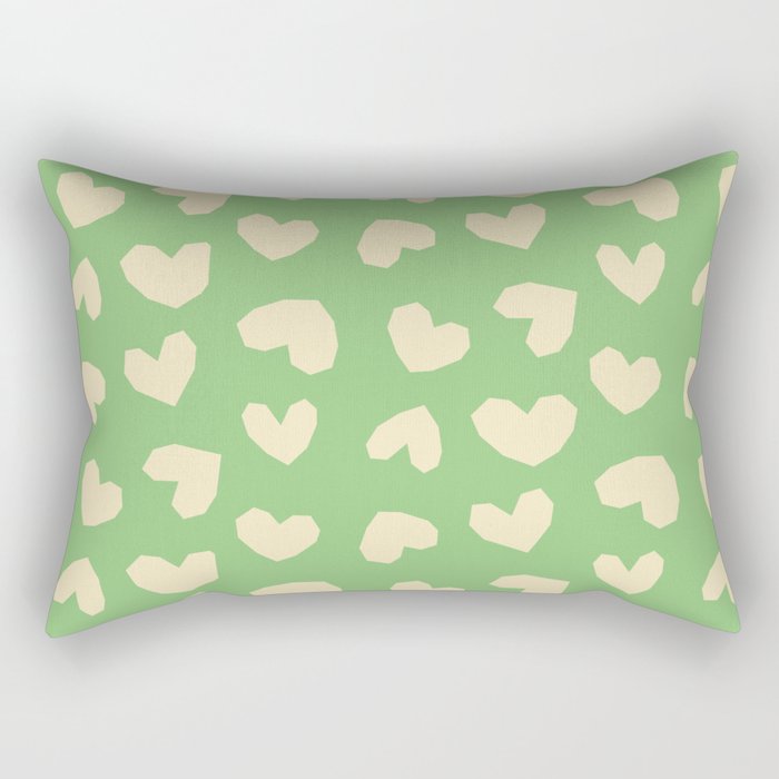 Geometric Hearts pattern green Rectangular Pillow