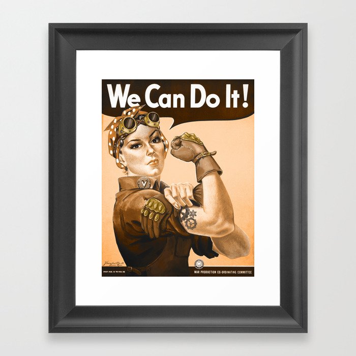Steampunk Rosie The Riveter "We Can Do It!" Framed Art Print