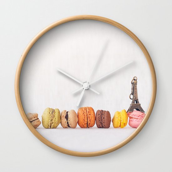 Paris, macarons and the eiffel tower Wall Clock