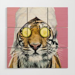 Tiger in a Towel Wood Wall Art