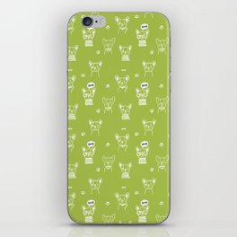 Light Green and White Hand Drawn Dog Puppy Pattern iPhone Skin
