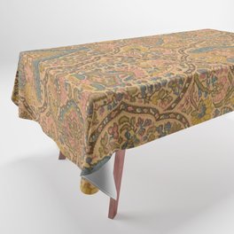 Gold, Teal & Coral Paisley Tablecloth