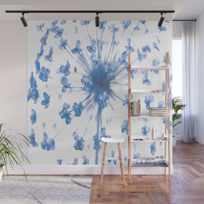 Blue Abstract Flower On White Background #decor #society6 #buyart Wall Mural