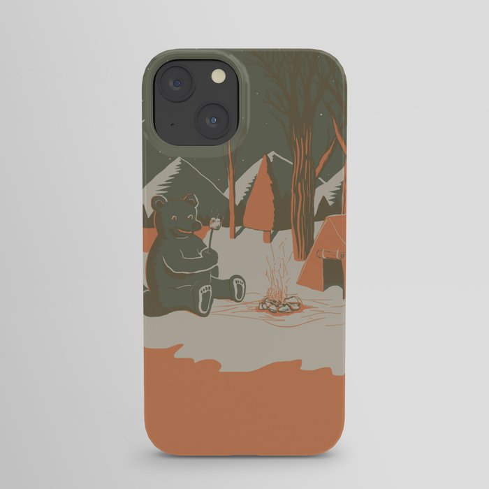Camping Bear with Marshmallow iPhone Case