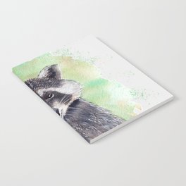 Raccoon Portrait Watercolor - White Background Notebook